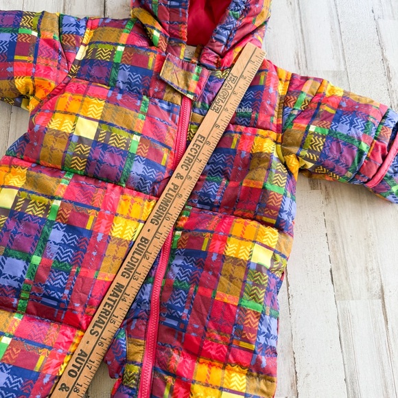 Columbia Snuggly Bunny Baby Snowsuit 6M Patchwork Plaid Bunting Hooded One-Piece - Picture 12 of 14